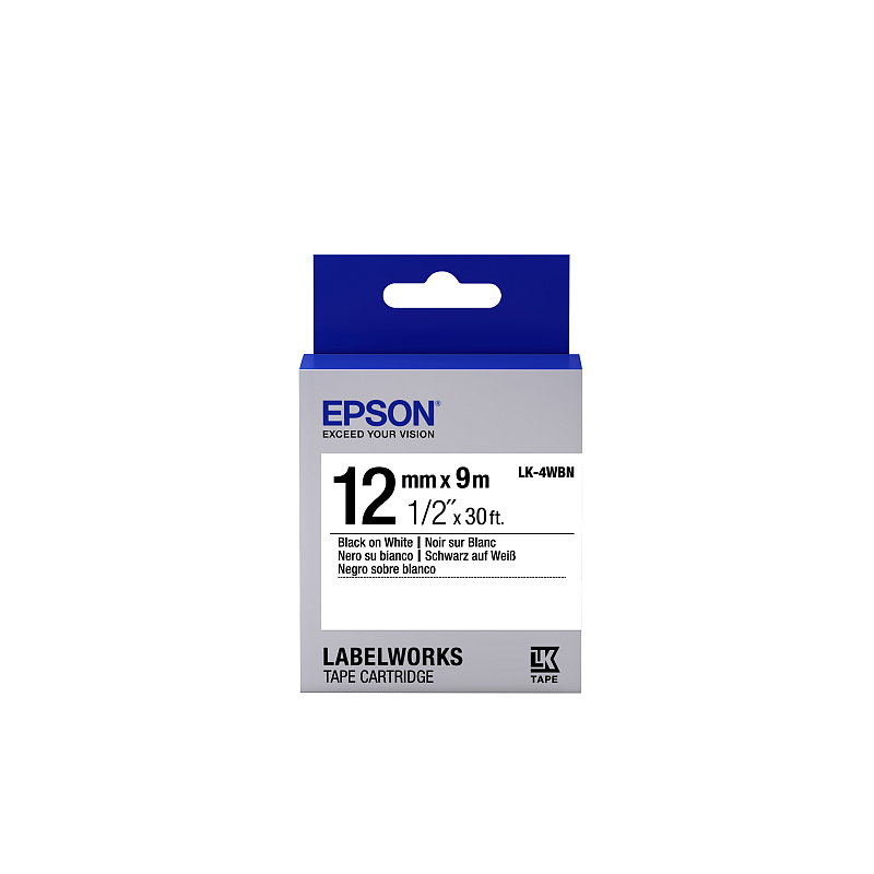 Epson Etikettenkassette LK-4WBN - Standard - schwarz auf weiß - 12mmx9m