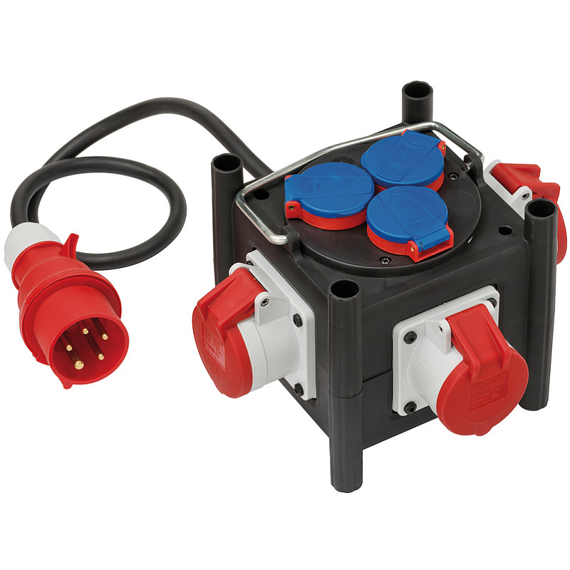 Brennenstuhl 1153680100 Verlängerungskabel 1 m 6 AC-Ausgänge Draußen Schwarz, Blau, Rot, Weiß