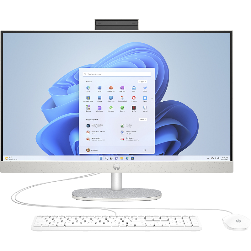 HP 27-cr0007ng AMD Ryzen™ 5 7520U 68,6 cm (27") 1920 x 1080 Pixel All-in-One-PC 16 GB LPDDR5-SDRAM 512 GB SSD Windows 11 Home Wi-Fi 6 (802.11ax) Weiß