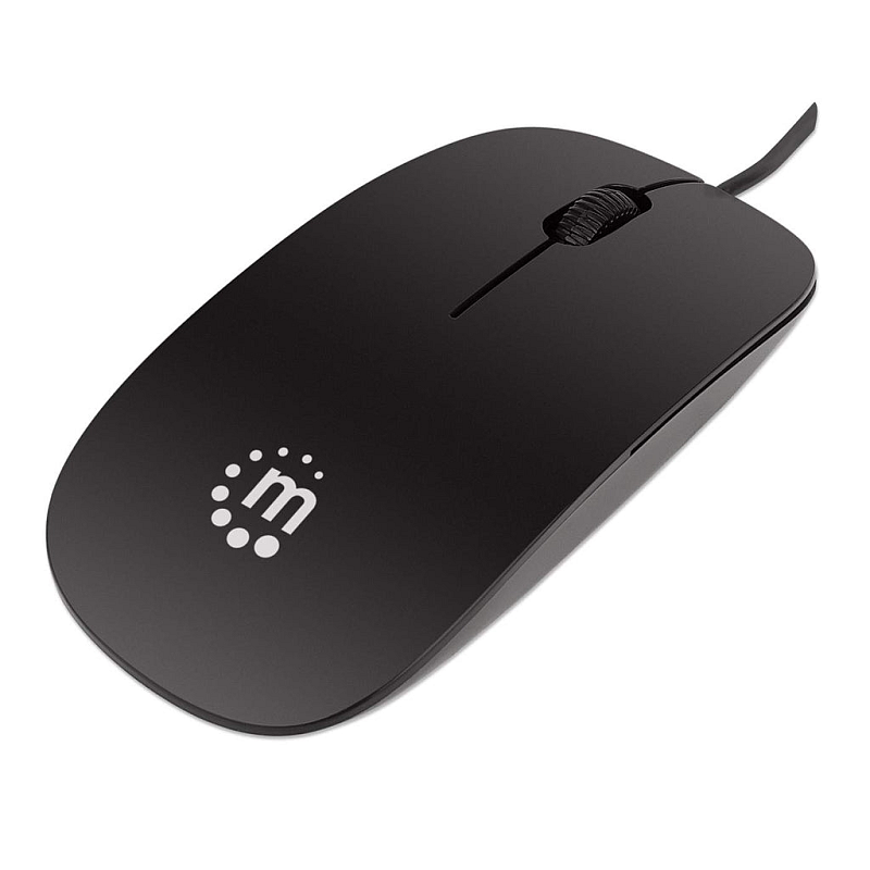 Manhattan Optische Slim Maus , USB, drei Tasten plus Mausrad, 1000 dpi, schwarz