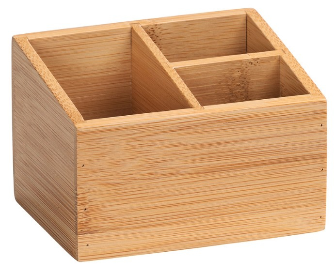 WENKO 23916100 Badezimmer-Aufbewahrungsbehälter Holz Bambus Badezimmer-Organizer