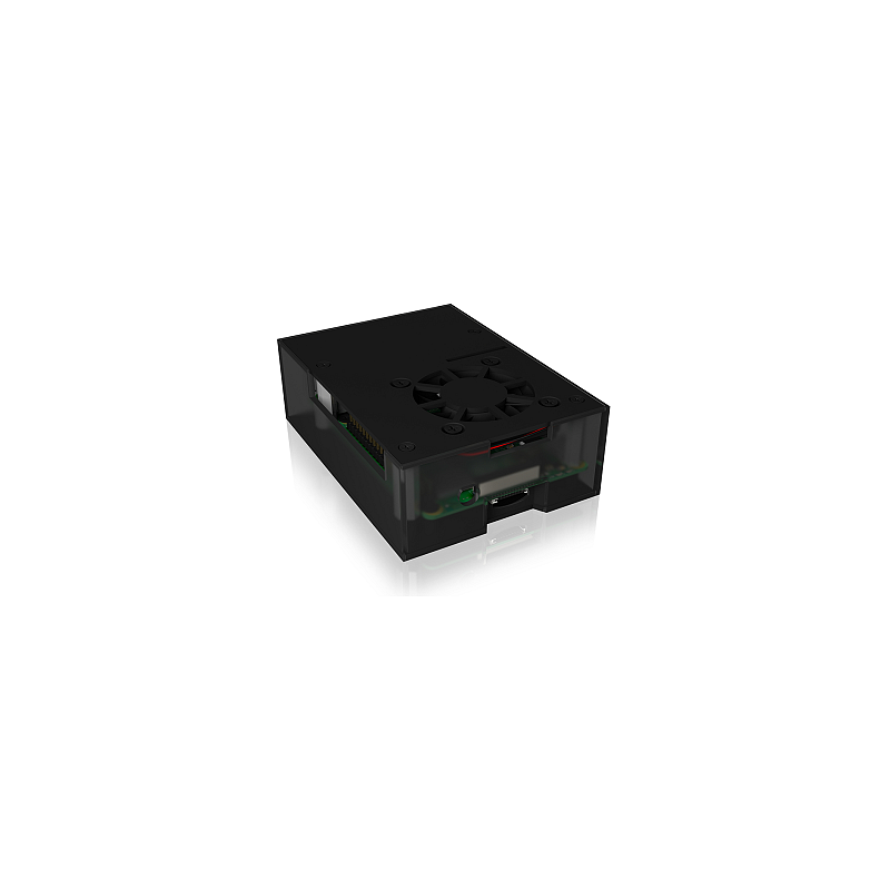 ICY BOX IB-RP108, Gehäuse für Raspberry Pi 4, Aluminiumldeckel und -boden, Acrylrahmen, schwarz/antrazit