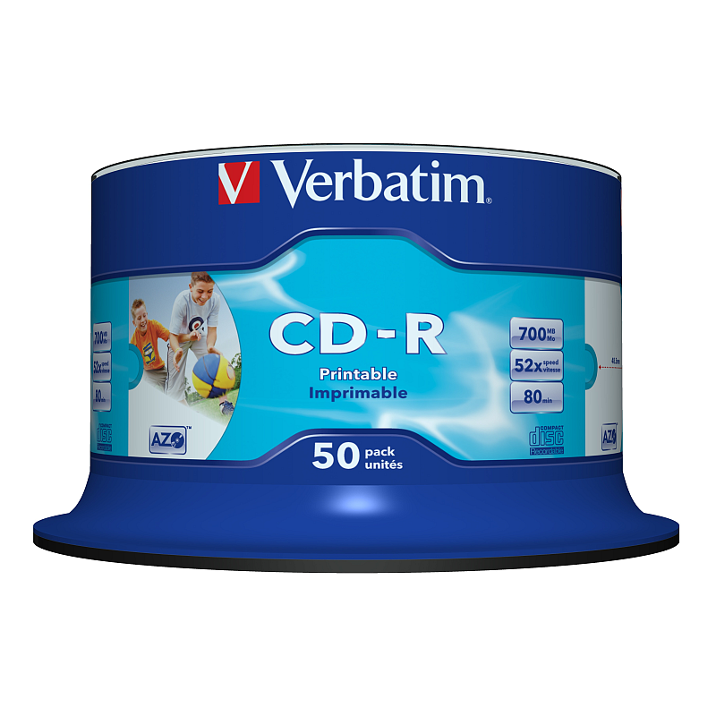 Verbatim CD-R AZO Wide Inkjet Printable no ID 700 MB 52x 50 Stück(e)