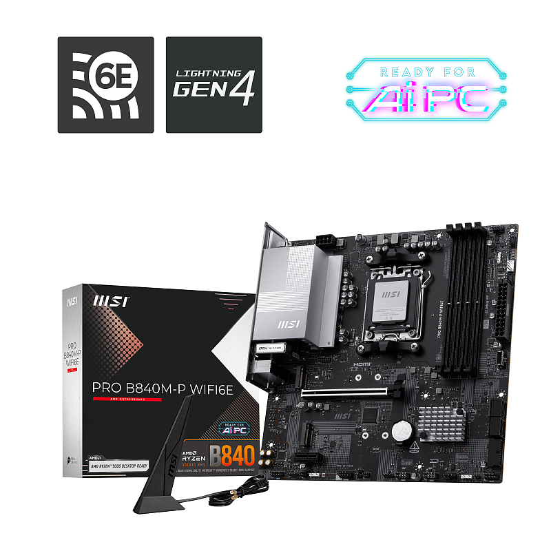 MSI PRO B840M-P WIFI6E Motherboard AMD B840 Sockel AM5 micro ATX