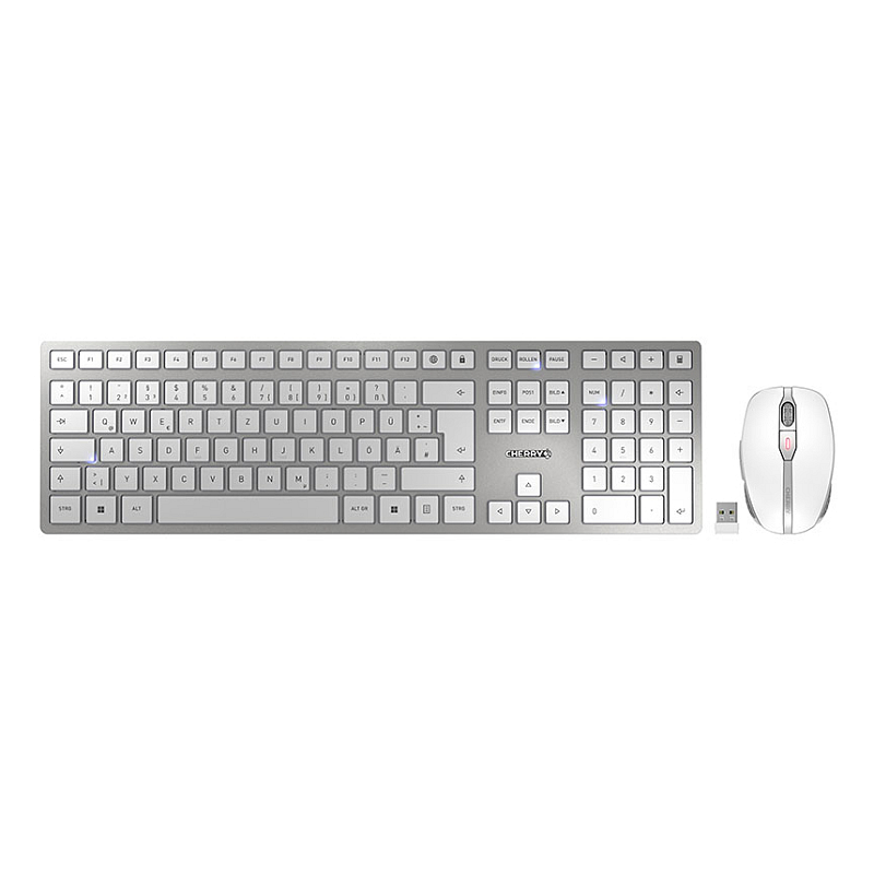 CHERRY DW 9100 SLIM Tastatur Maus enthalten Universal RF Wireless + Bluetooth QWERTZ Deutsch Silber