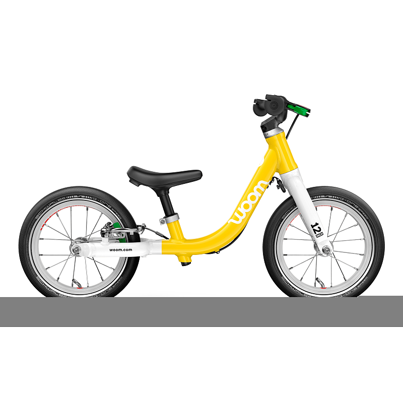 WOOM GO 1 Balance-Bike Aluminium Schwarz, Weiß, Gelb