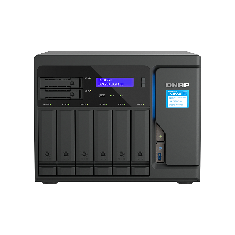 QNAP TS-855X SAN Tower Intel Atom® C5125 8 GB DDR4 0 TB QNAP QTS Schwarz