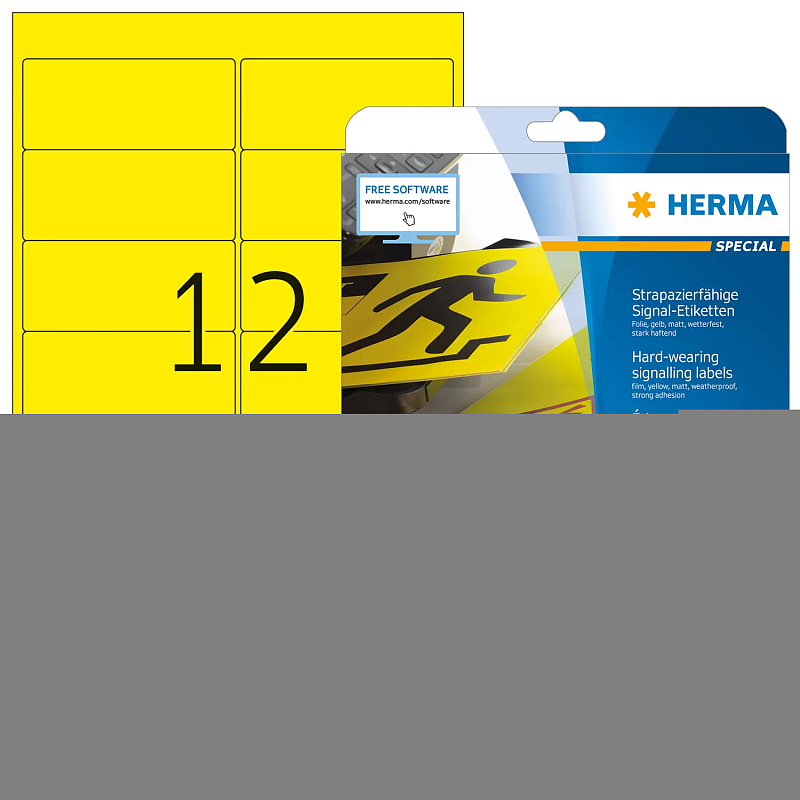 HERMA Signal-Etiketten strapazierfähig A4 99,1x42,3 mm gelb stark haftend Folie matt wetterfest 300 St.
