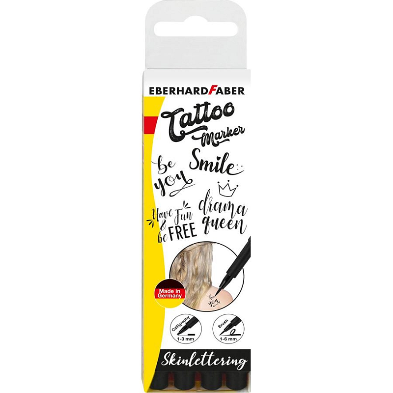Eberhard Faber Tattoostifte Set "Skinlettering", Etui mit 4 Stiften
