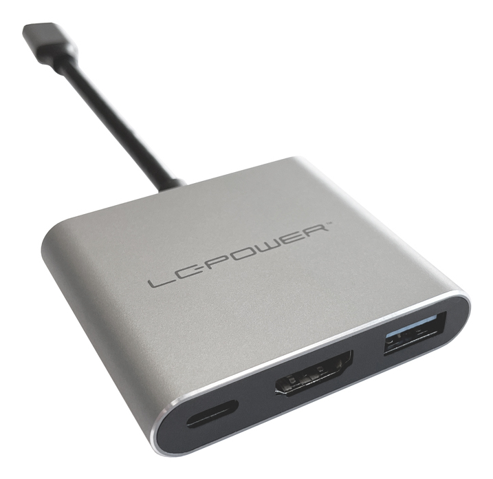LC-Power LC-HUB-C-MULTI-4-V2 Schnittstellen-Hub USB Typ-C 5000 Mbit/s Silber, Schwarz
