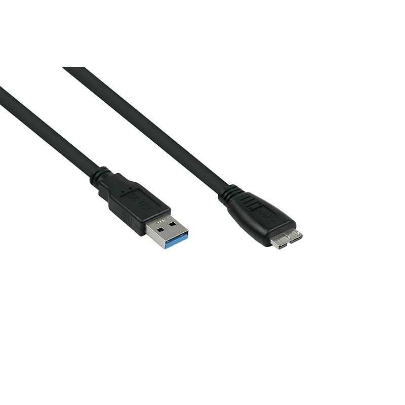 Alcasa UK30P-AMB-030S USB Kabel USB 3.2 Gen 1 (3.1 Gen 1) 3 m USB A Micro-USB B Schwarz