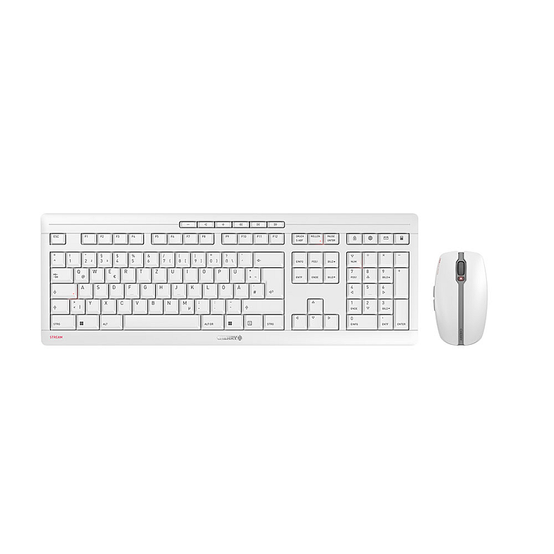 CHERRY Stream Desktop Recharge Tastatur Maus enthalten Universal RF Wireless QWERTZ Deutsch Grau