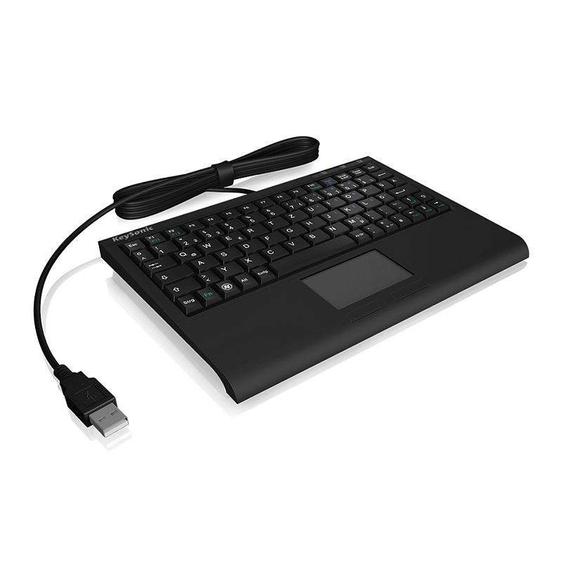 KeySonic ACK-3410 (US) Super-Mini Tastatur, Smart-Touchpad, USB, schwarz