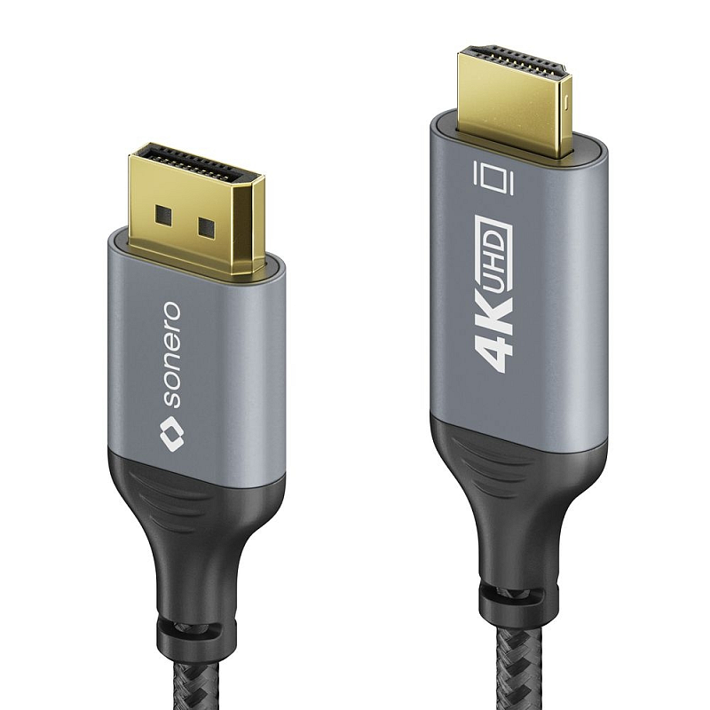 sonero SPC-DP200-010 Videokabel-Adapter 1 m HDMI Typ A (Standard) DisplayPort Schwarz, Grau