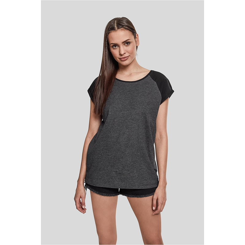 Urban Classics Ladies Contrast Raglan Tee T-Shirt Rundhals Kurzärmel Baumwolle, Viskose