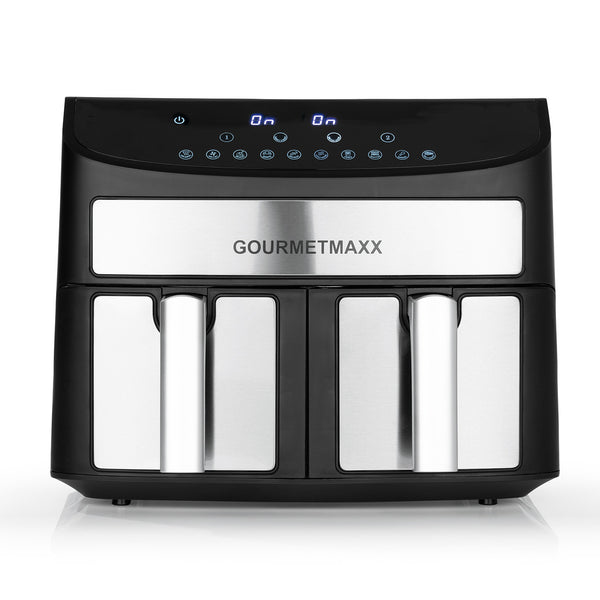 Gourmetmaxx 11339 Fritteuse Doppel 7 l Eigenständig 2400 W Heißluftfritteuse Schwarz, Metallisch