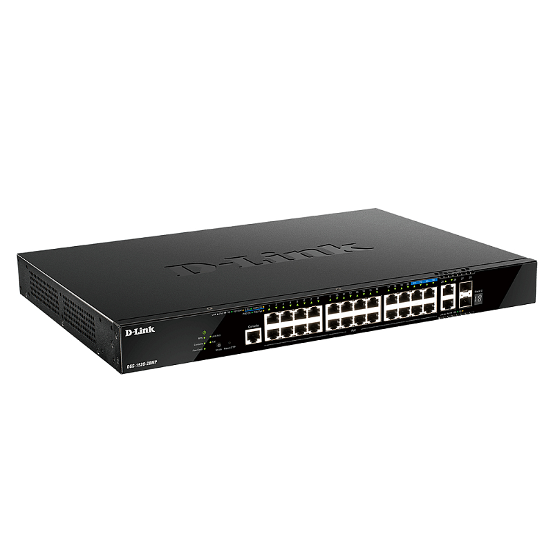 D-Link DGS-1520-28MP/E Netzwerk-Switch Managed L3 Gigabit Ethernet (10/100/1000) Power over Ethernet (PoE) 1U Schwarz