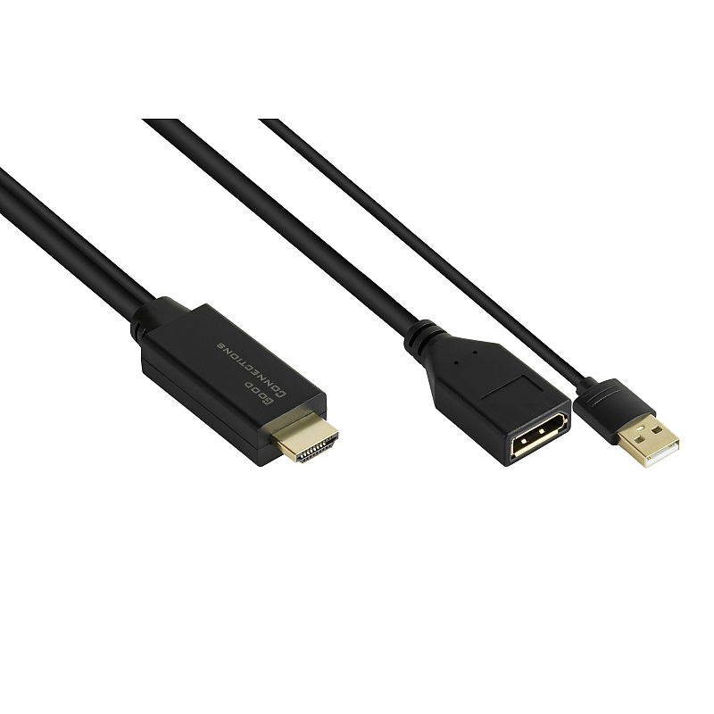 Alcasa HDMI-AD22 Videokabel-Adapter 0,3 m HDMI Typ A (Standard) DisplayPort Schwarz