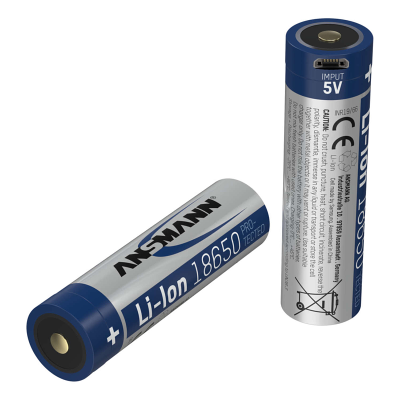 Ansmann 1307-0002 Haushaltsbatterie Wiederaufladbarer Akku 18650 Lithium-Ion (Li-Ion)