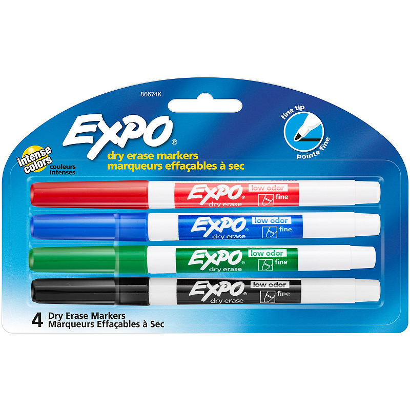EXPO 86674K Marker 4 Stück(e) Feine Spitze Schwarz, Blau, Grün, Rot
