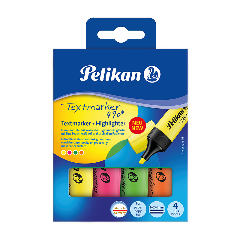 Pelikan Textmarker 490 Marker 4 Stück(e) Grün, Orange, Pink, Gelb