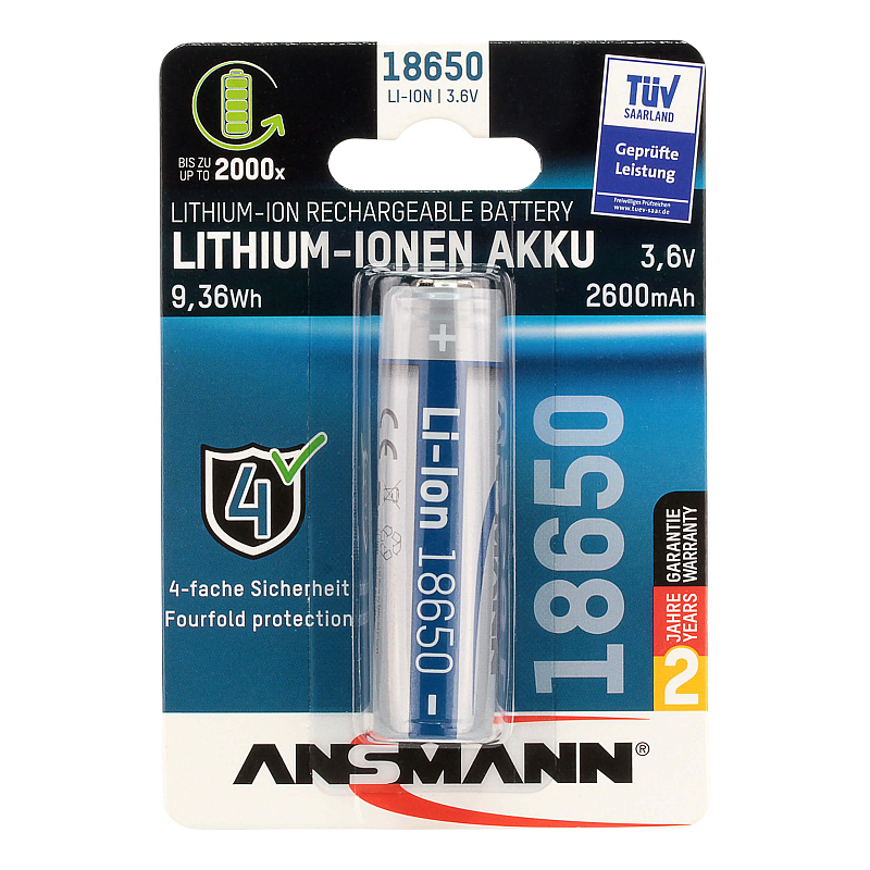 Ansmann Li-Ion Akku 18650 Wiederaufladbarer Akku Lithium-Ion (Li-Ion)