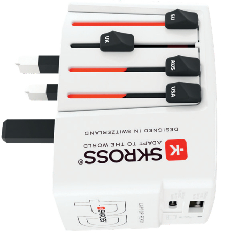 Skross World USB Charger Digitalkamera, E-Buchleser, Laptop, Powerbank, Smartphone, Smartwatch, Tablets Weiß AC Drinnen