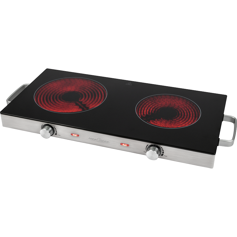 Bomann PC-DKP 1211 Schwarz, Edelstahl Arbeitsplatte 64 cm Keramik 2 Zone(n)