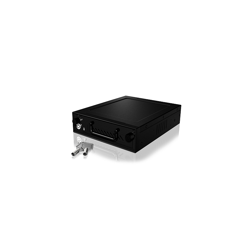 ICY BOX IB-148SSK-B, Wechselrahmen für 3,5"/2,5" SATA I/II/III & SAS HDD, Lüfter, Schloss, Schwarz