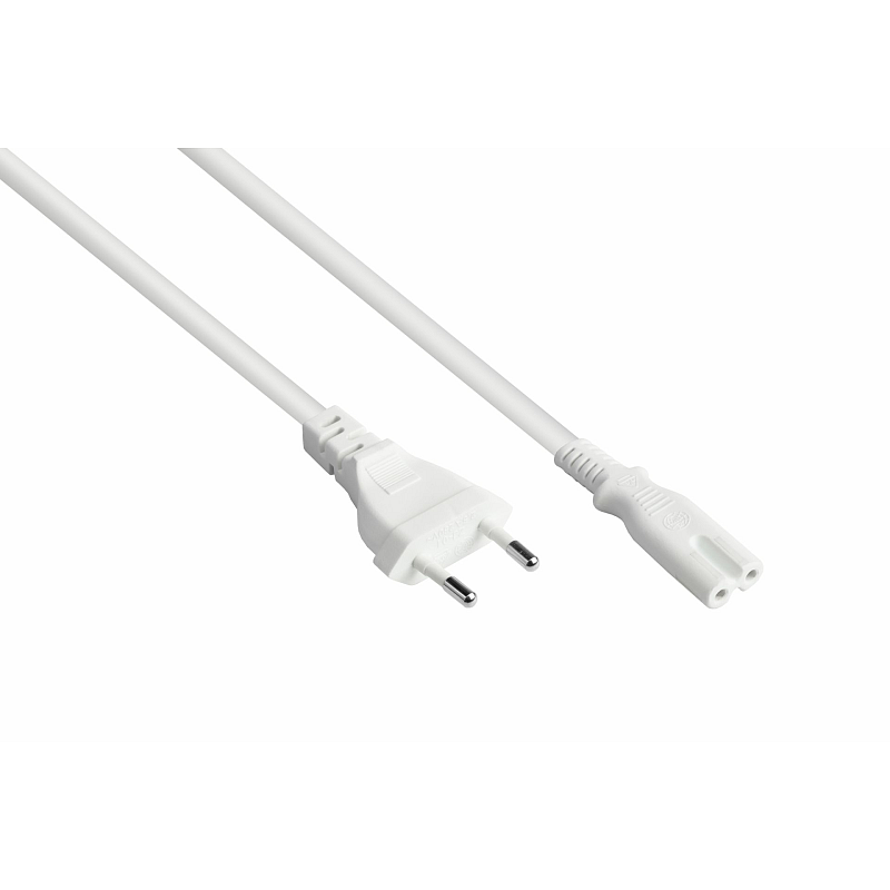 Kabelmeister Euro-Netzkabel Euro-Stecker Typ C an C7/Euro 8 Buchse, weiß, 0,75mm², 1,5m