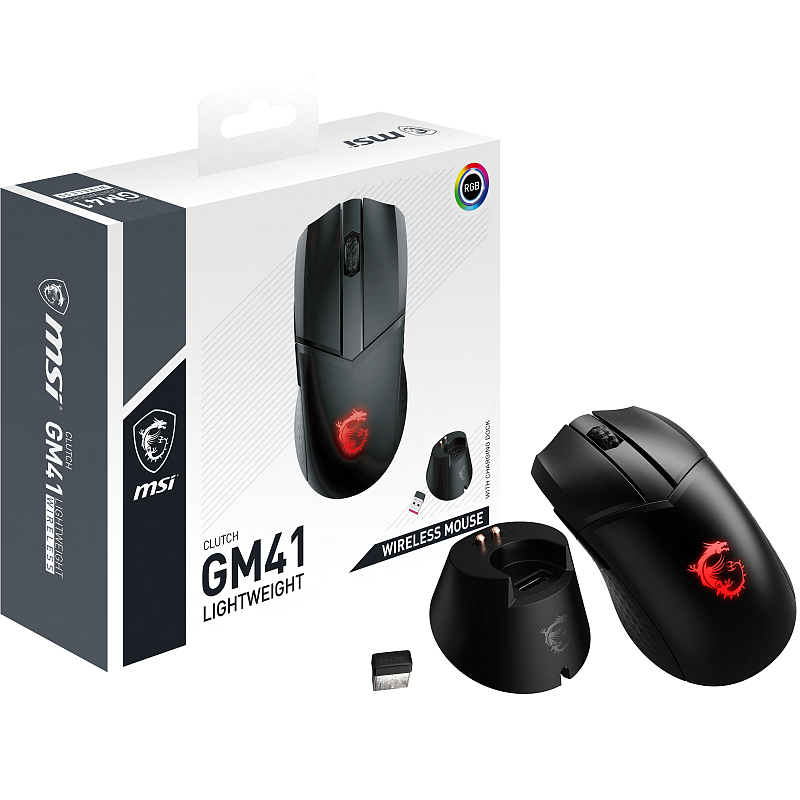 MSI Clutch GM41 Lightweight Wireless Maus Gaming rechts RF Wireless Optisch 20000 DPI
