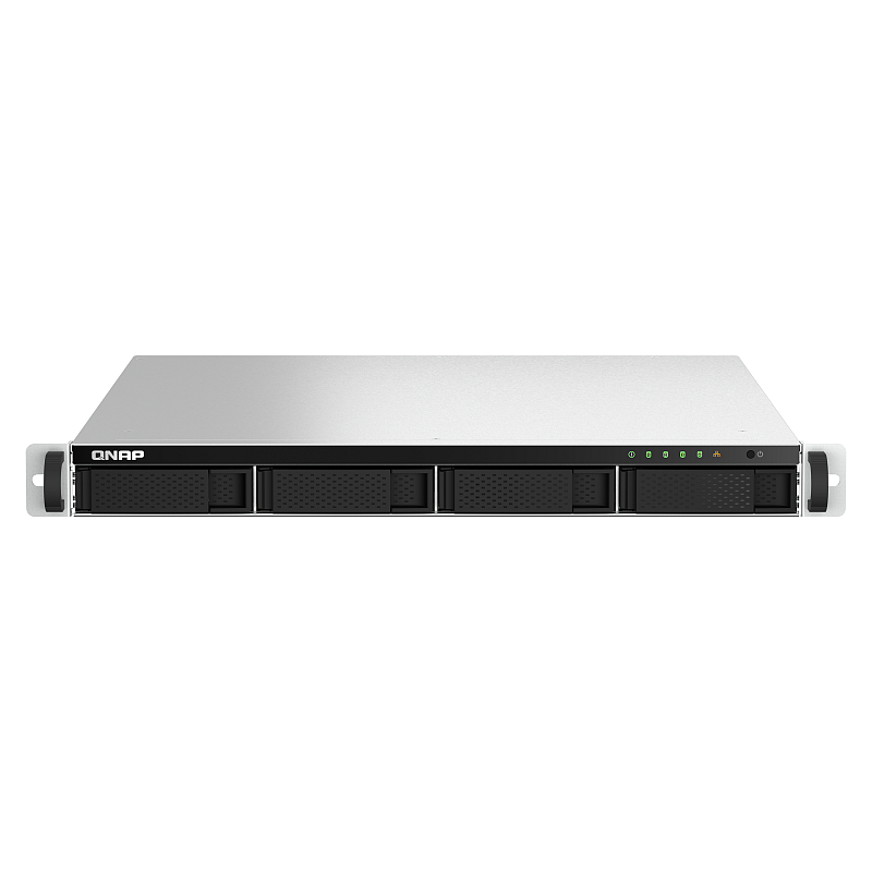 QNAP TS-464U-RP NAS Rack (1U) Intel® Celeron® N5095 8 GB DDR4 0 TB QNAP Turbo System Aluminium, Schwarz