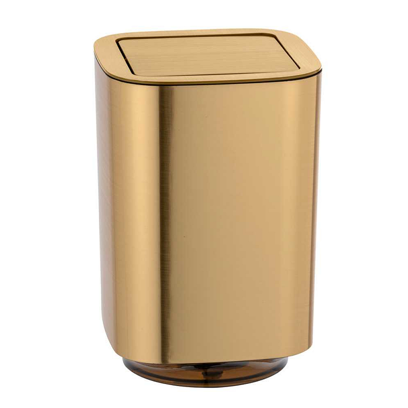 WENKO 24163100 Abfallbehälter Quadratisch PU-Kunststoff, Polyvinylchlorid (PVC) Gold