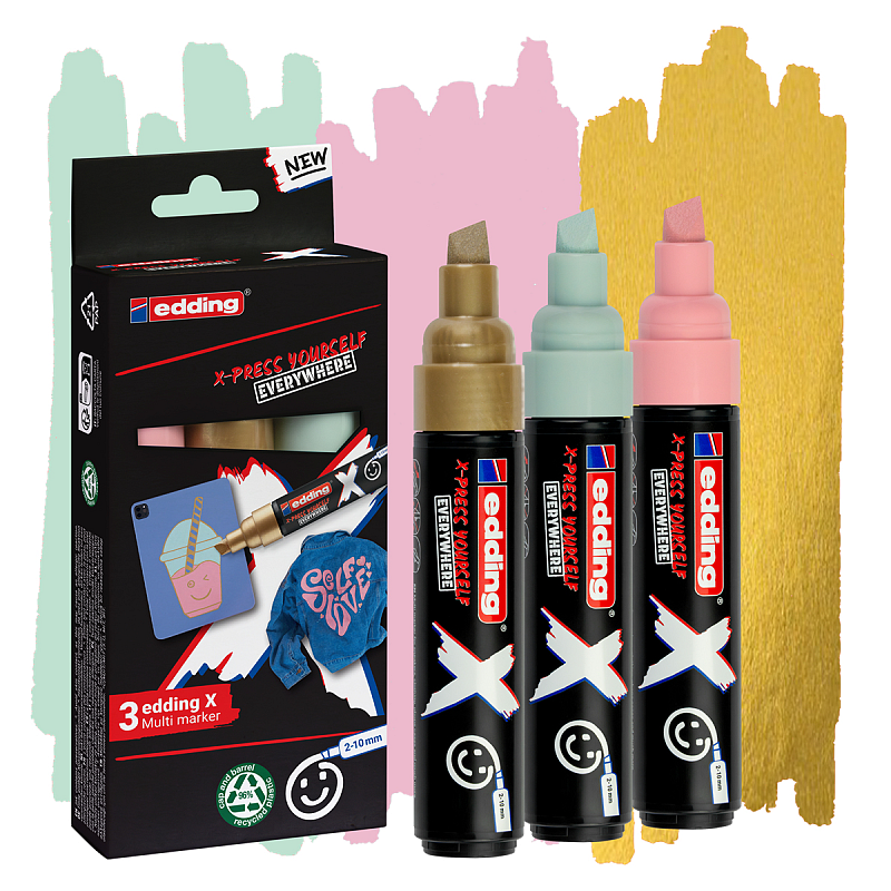 Edding 6900 X Multimarker 3er Set Pastel, Keilspitze 2-10 mm