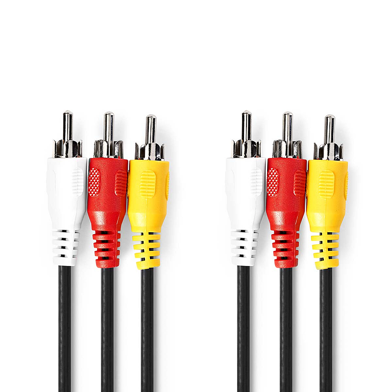 Nedis CVGL24300BK15 Composite-Video-Kabel 1,5 m 3 x RCA Schwarz