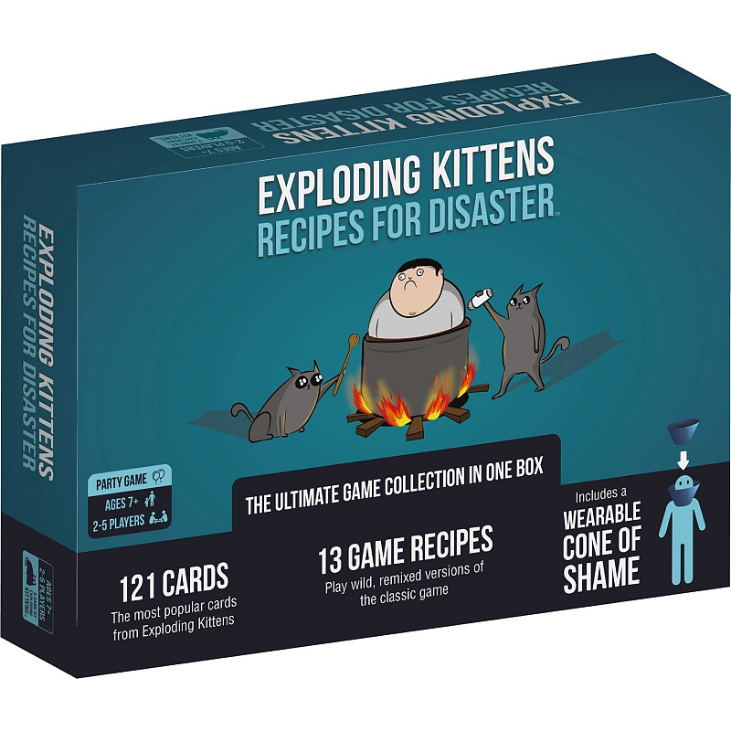 Asmodee Exploding Kittens Recipes For Disaster The ultimate Exploding Kittens game collection in one box! Play wild, remixed versions of the classic game with a host of the best-ever cards from all sets and 13 new game modes. Kartenspiel