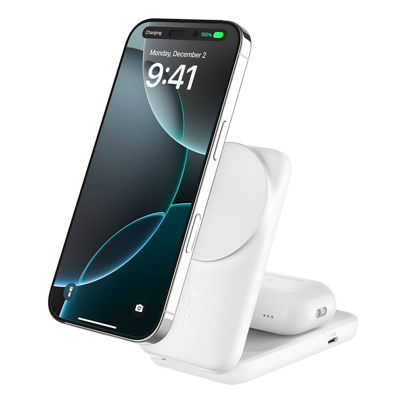 Belkin Qi2 Fitness tracker, Kopfhörer, Smartphone, Smartwatch Weiß USB Kabelloses Aufladen Schnellladung Drinnen