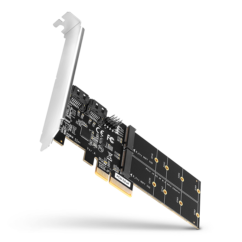 Axagon PCES-SA4M2 PCIe Controller 2x internal SATA 6G port+ M.2 B-key Schnittstellenkarte/Adapter Eingebaut M.2, SATA