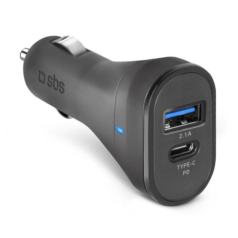 SBS TECRTC1USB2AUL Ladegerät für Mobilgeräte Smartphone Schwarz Zigarettenanzünder Schnellladung Auto