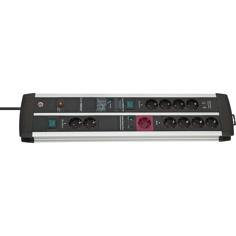 Brennenstuhl 1392000230 Verlängerungskabel 3 m 11 AC-Ausgänge Drinnen Schwarz, Silber