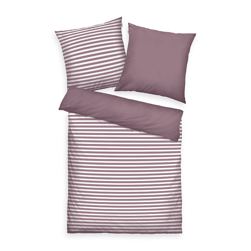 HERDING TOM TAILOR Bettwäsche-Set 'Medium Stripes Cozy Mauve & Crisp White' - 80-x-80-cm-155-x-220-cm