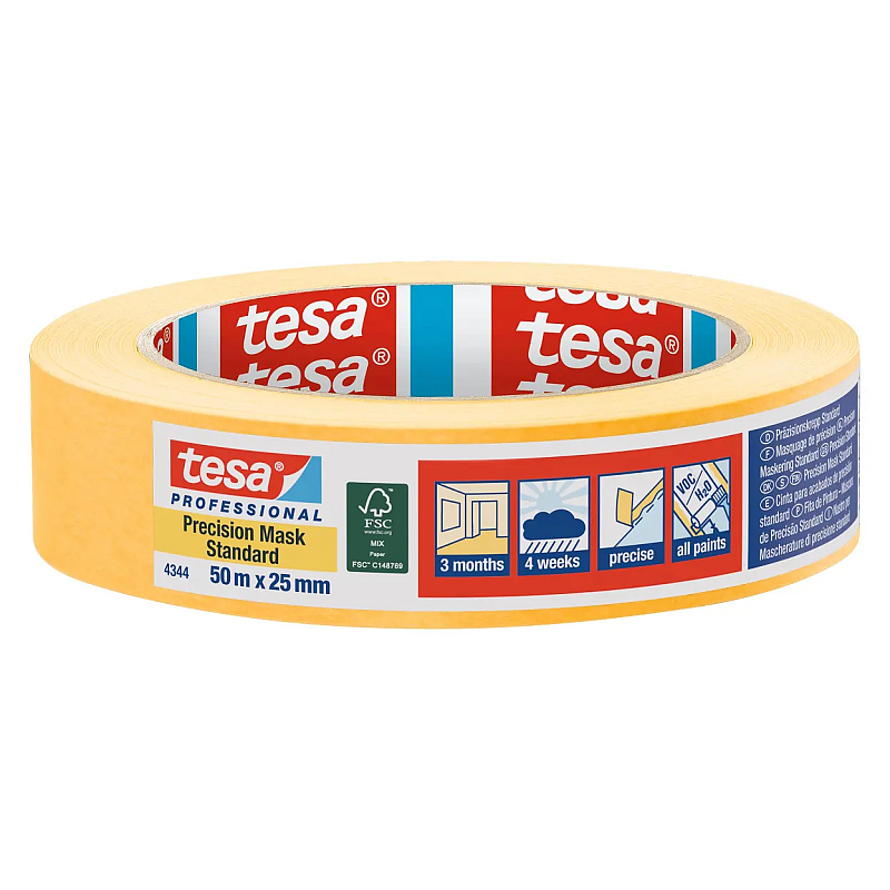 TESA 4344 Precision Mask Standard 50 m Maler-Abdeckband Für die Nutzung im Innenbereich geeignet Papier Orange