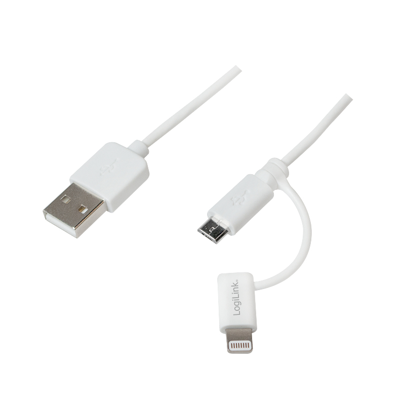LogiLink CU0118 USB Kabel 1 m Micro-USB A USB A Weiß