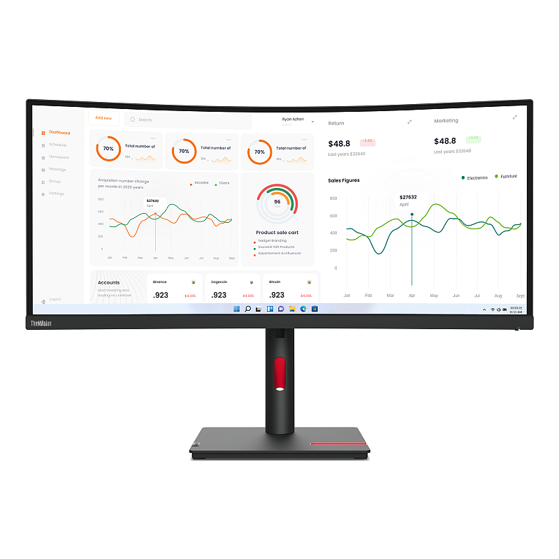 Lenovo ThinkVision T34w-30 Computerbildschirm 86,4 cm (34") 3440 x 1440 Pixel Wide Quad HD LED Schwarz