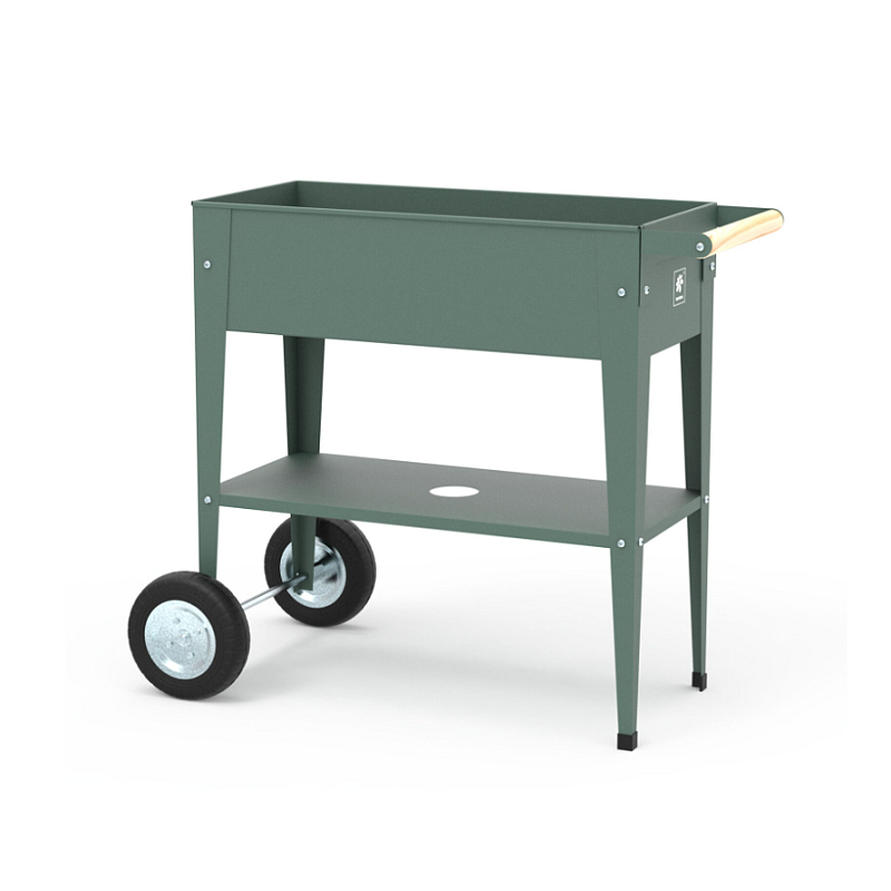 Herstera Urban Garden Trolley Draußen Pflanzwagen Freistehend Stahl Grün