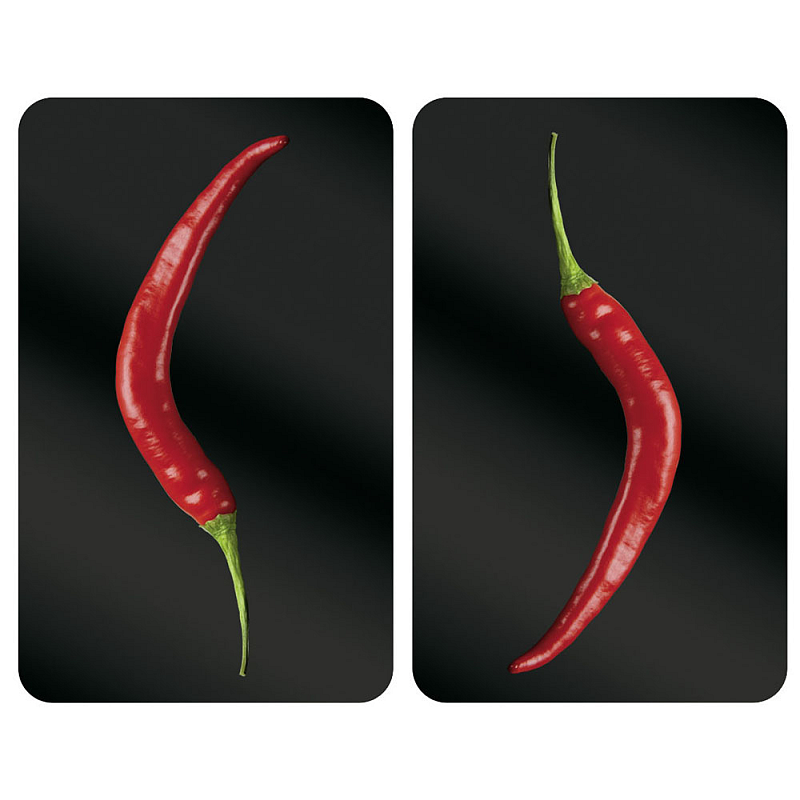 WENKO Hot Peperoni Küchen-Schneidebrett Rechteckig Kunststoff, Gehärtetes Glas, Thermoplastisches Elastomer (TPE) Schwarz, Rot