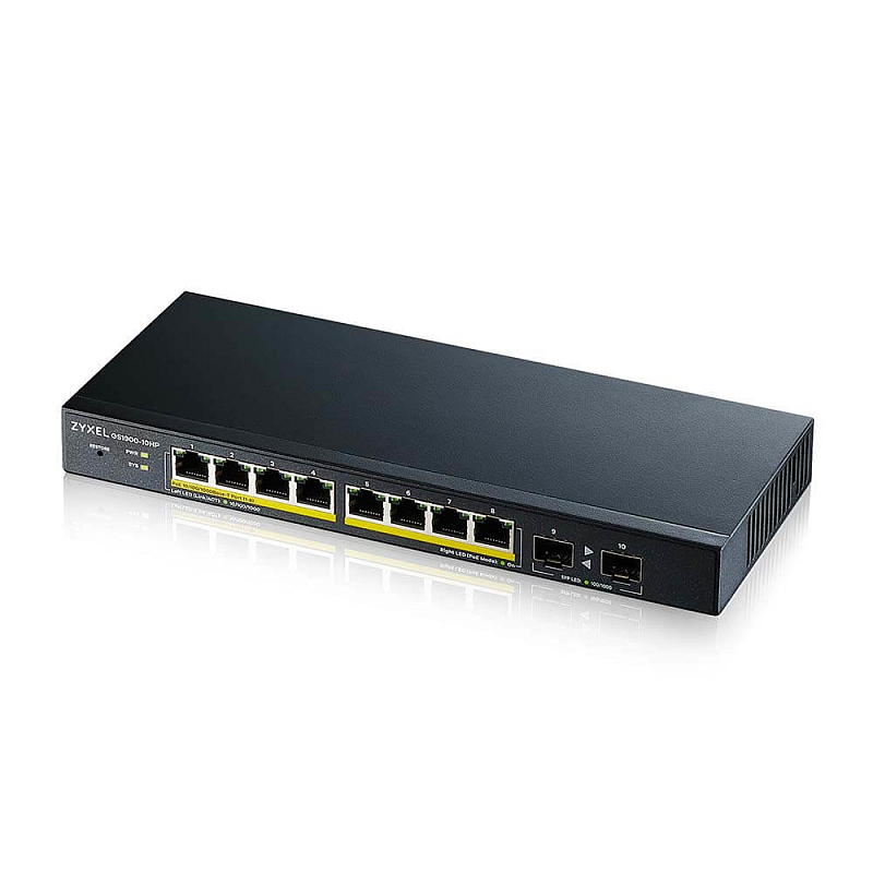 Zyxel GS1900-10HP Managed L2 Gigabit Ethernet (10/100/1000) Power over Ethernet (PoE) Schwarz