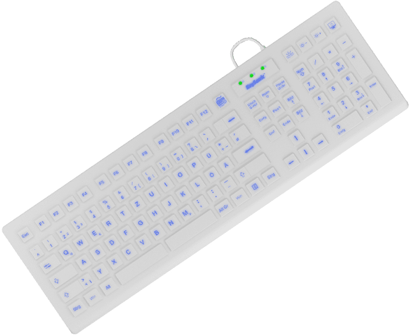 KeySonic KSK-8031INEL-Wh (DE) Hygienetastatur, Industrietastatur, USB, Beleuchtung, weiß