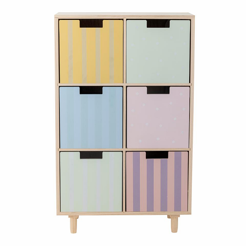 Bloomingville 82062343 Bücherregal für Kinder 6 Regale Mehrfarbig, Natürlich/Natur Standard-Bücherregal