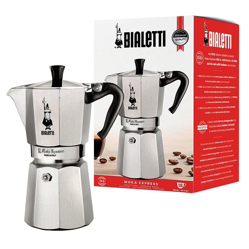 Bialetti Moka Express Mokka-Kanne Aluminium, Schwarz